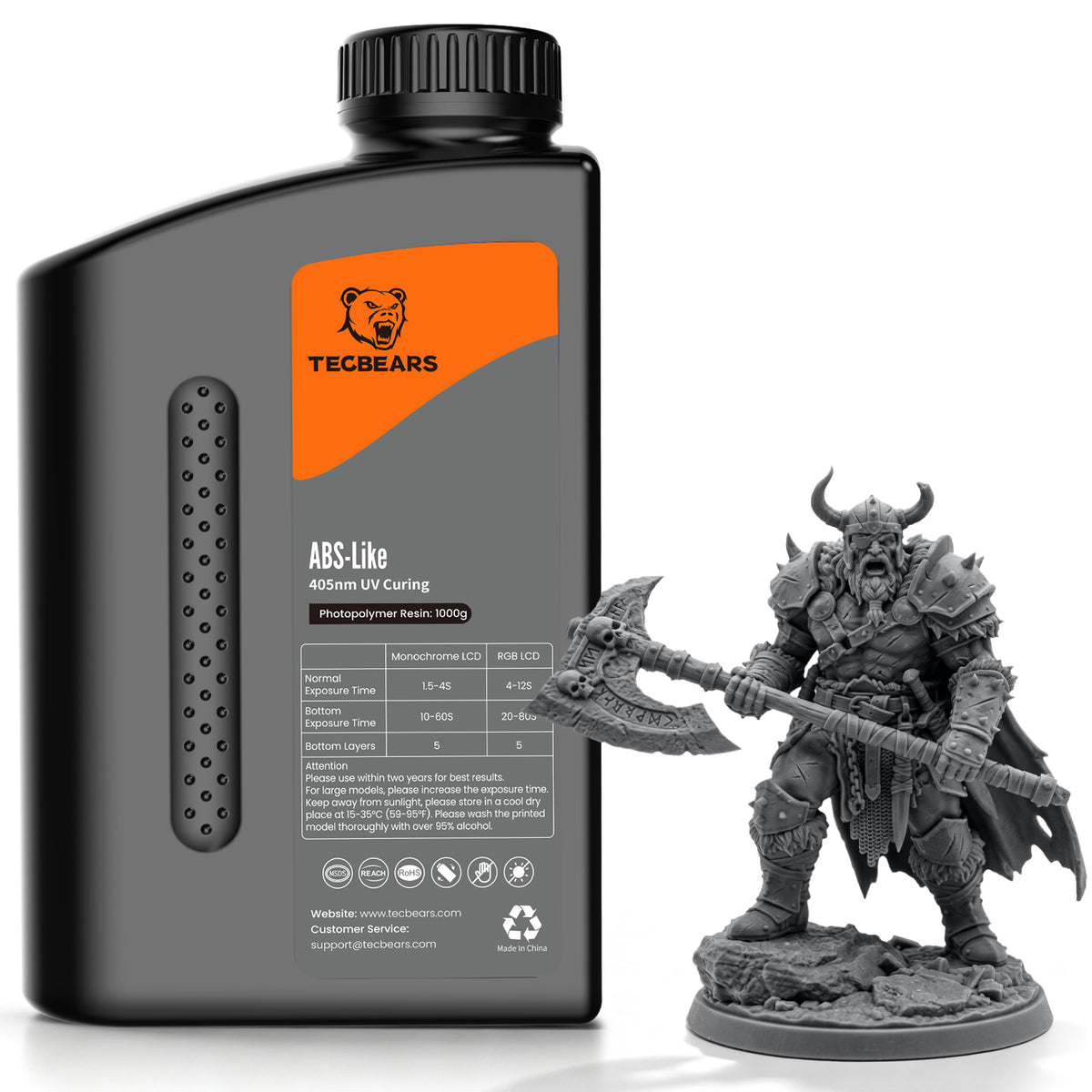 Tecbears ABS-Like Resin 1000g, 3D Printing UV Curing Resin 405nm