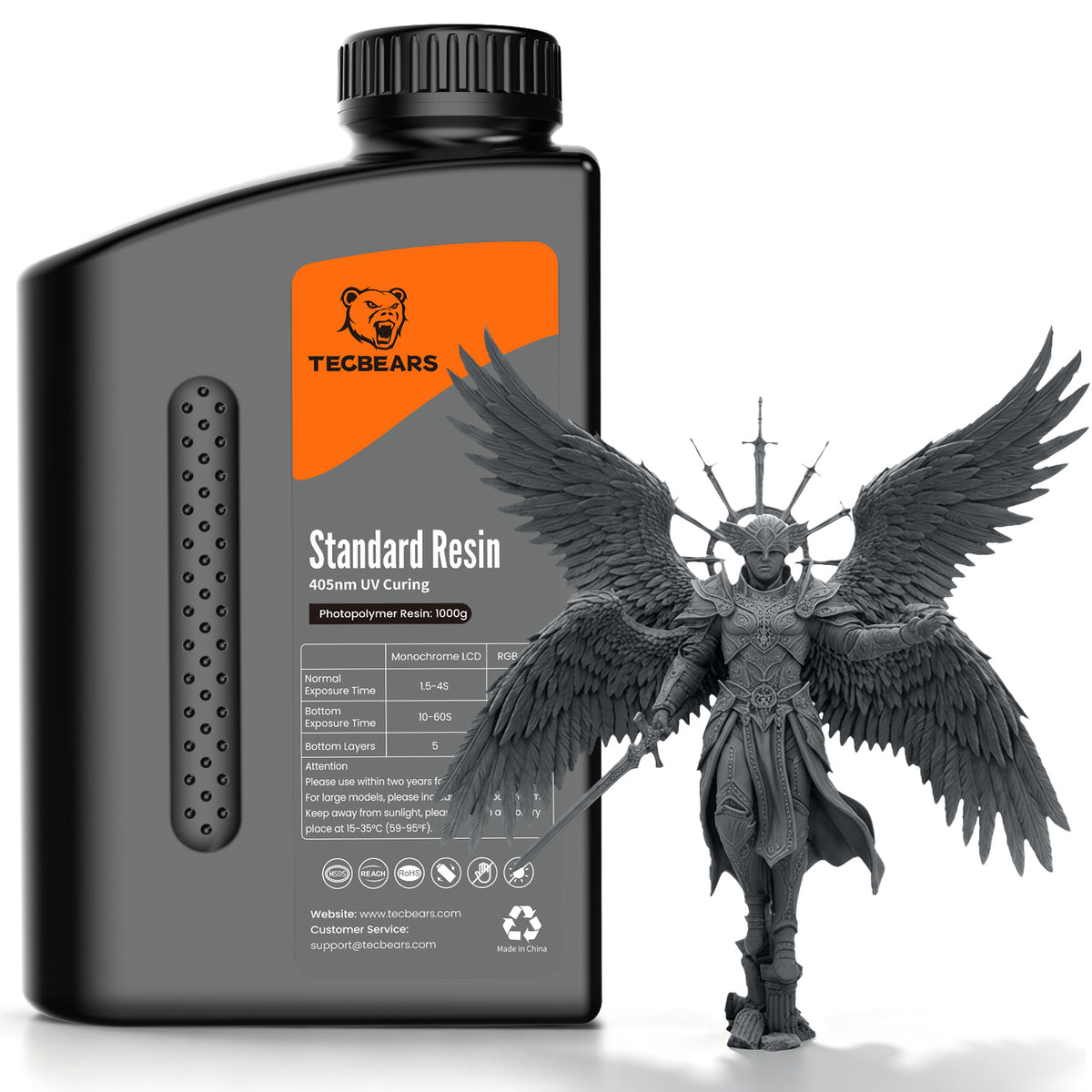 TECBEARS Standard Resin 1000g , 3D Printing UV Curing Resin 405nm
