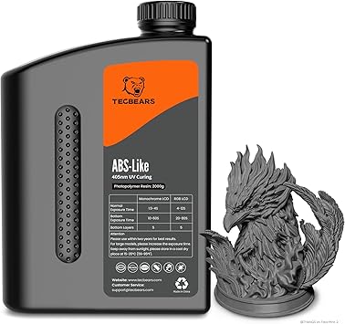Tecbears ABS-Like Resin 1KG, 3D Printing UV Curing Resin 405nm