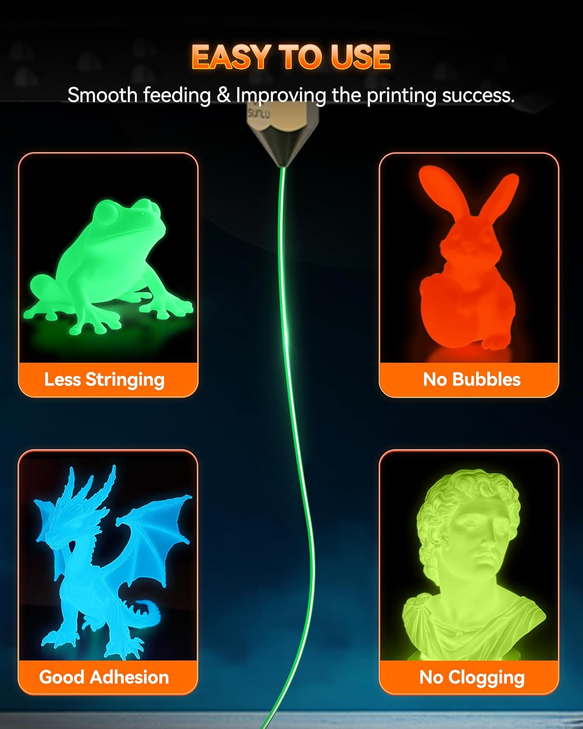 TECBEARS PETG Glow in The Dark (Luminous) 3D Printer Filament 1KG