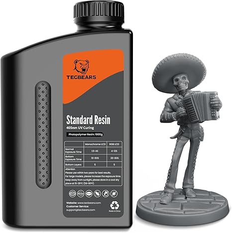 TECBEARS Standard Resin 1KG, 3D Printing UV Curing Resin 405nm